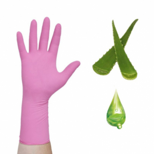 Pink Nitrile Gloves with Aloe Vera