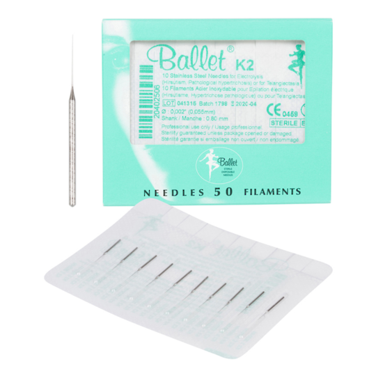 Ballet K2 Stainless Steel Electrolysis Needles - 50pk